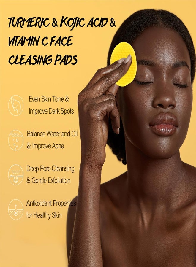 POP MODERN.C Turmeric Kojic Acid Cleansing Pads for Face 60 Pcs Turmeric Face Scrub for Dark Spots Vitamin C Exfoliating Pads Even Out Skin Tone with Exfoliating Cotton Rounds - Image 2